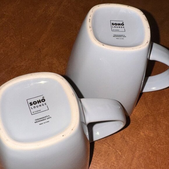 Set Of 2 Soho Lounge Ceramic Mugs With Speckled Interior In Light Blue & White - Picture 5 of 7